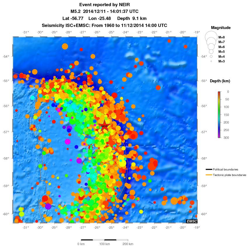 regional depth historical seismicity