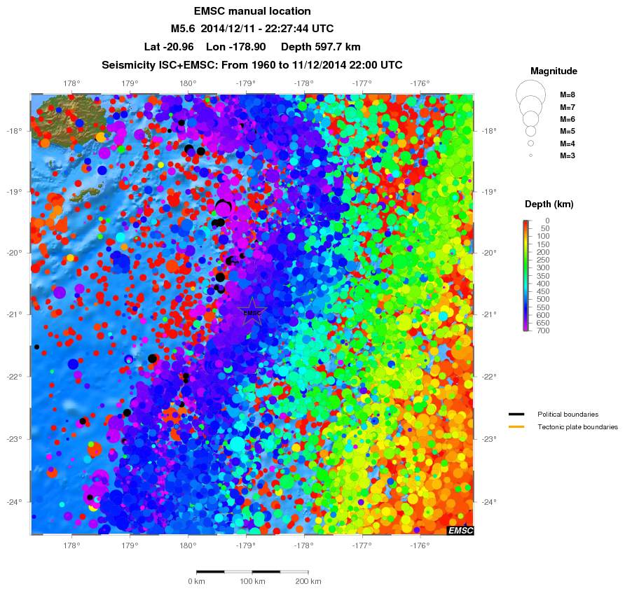 regional depth historical seismicity