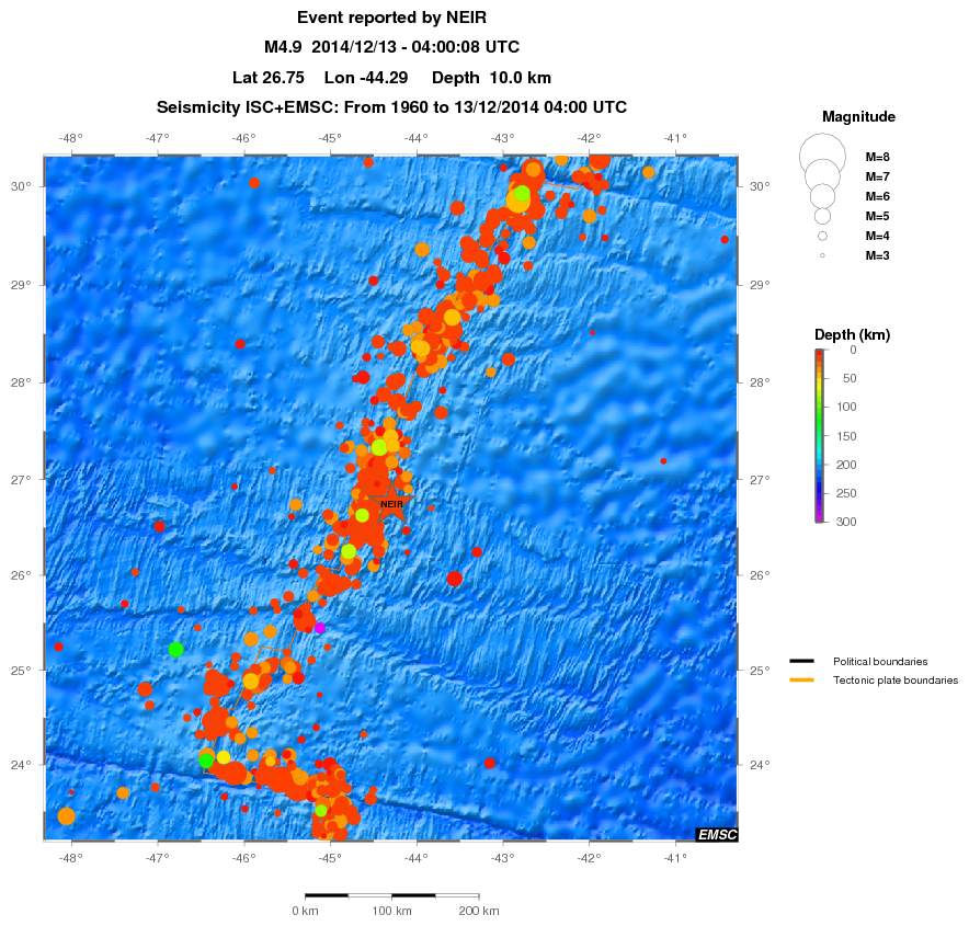 regional depth historical seismicity