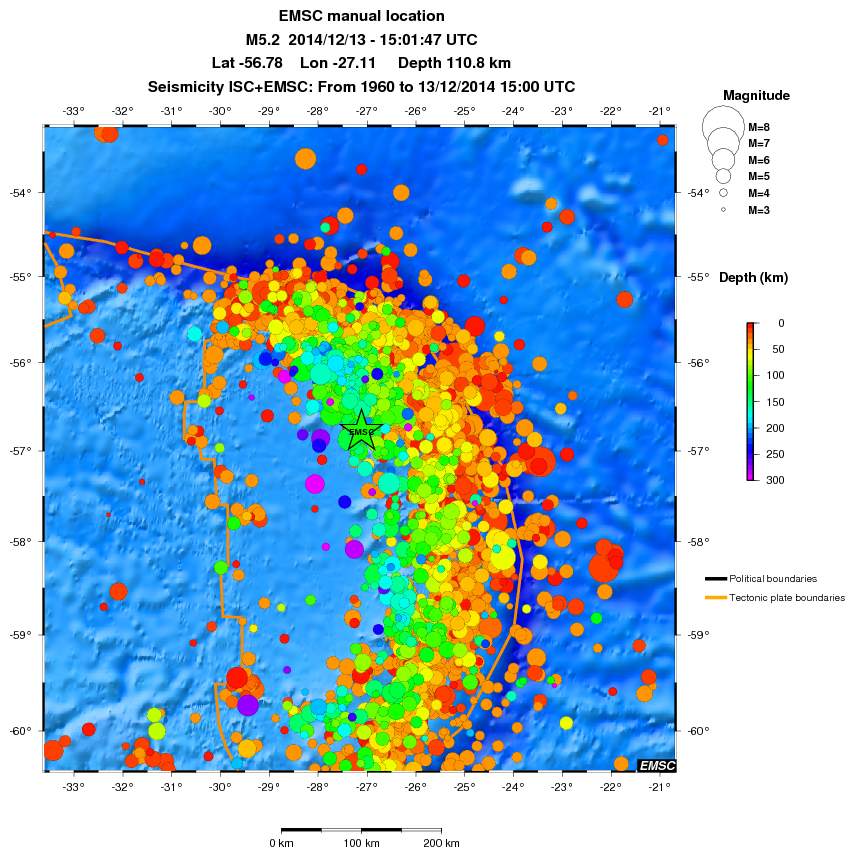 regional depth historical seismicity