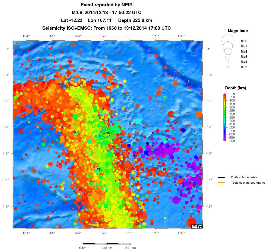 regional depth historical seismicity