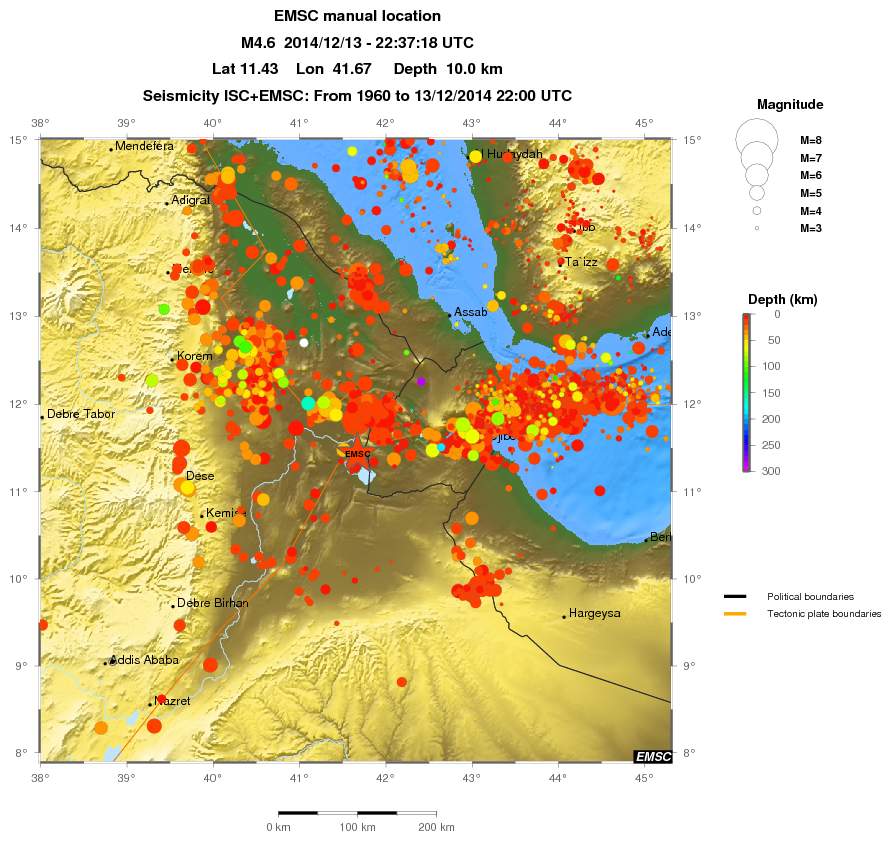 regional depth historical seismicity