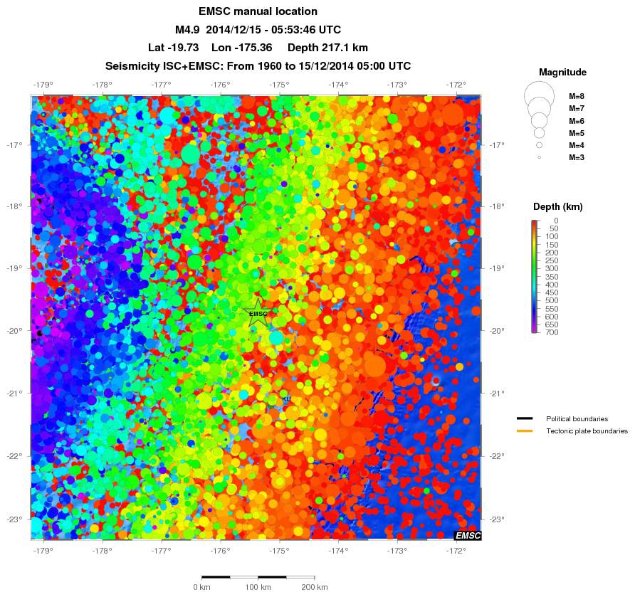 regional depth historical seismicity