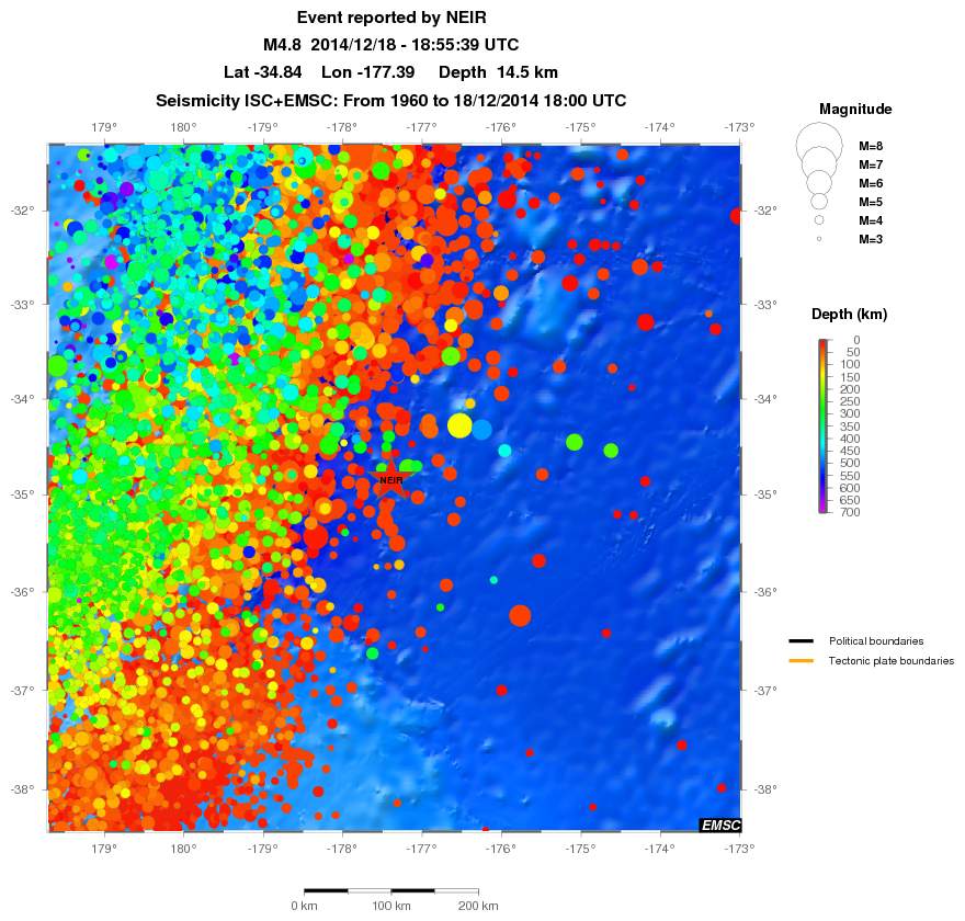 regional depth historical seismicity
