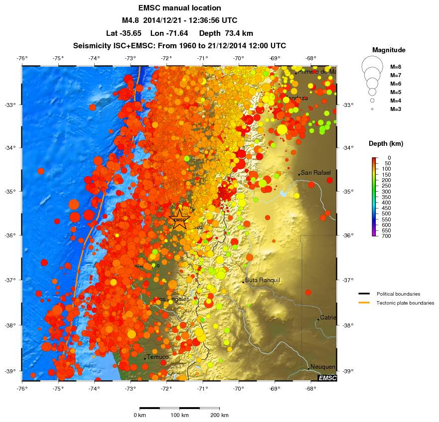 regional depth historical seismicity