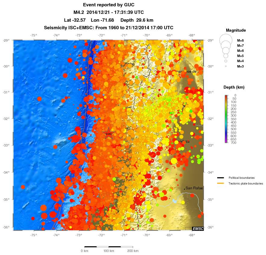 regional depth historical seismicity