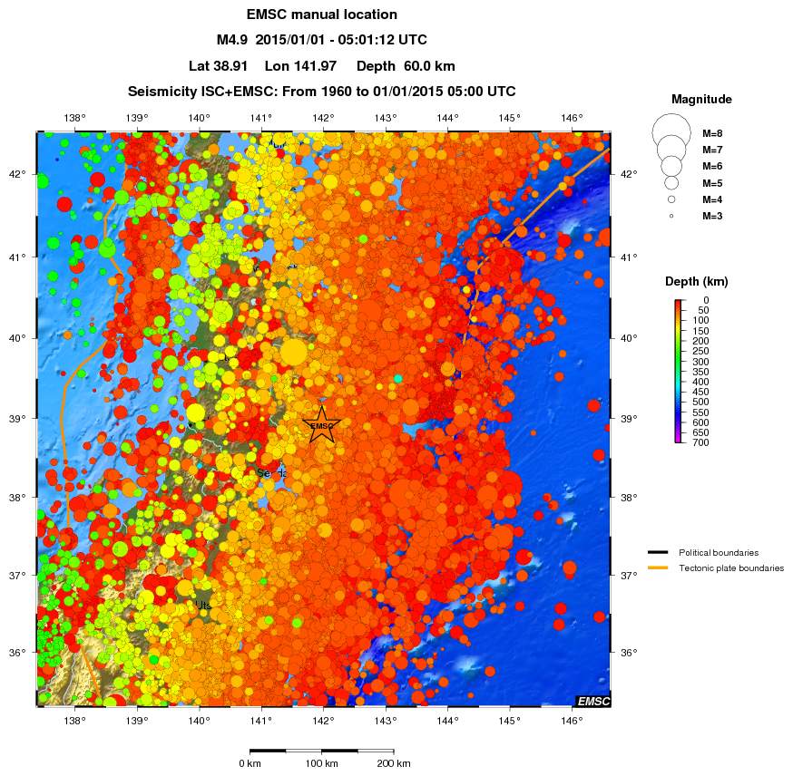 regional depth historical seismicity