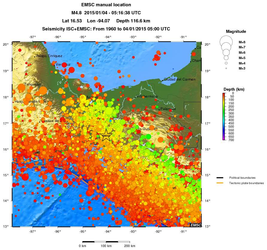 regional depth historical seismicity