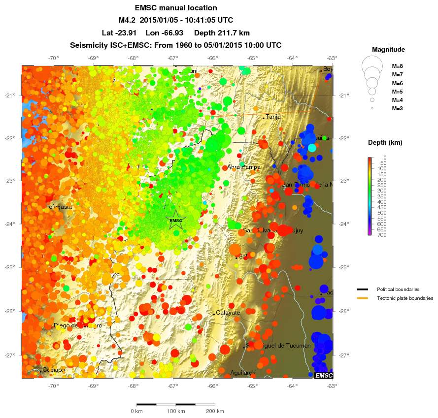 regional depth historical seismicity