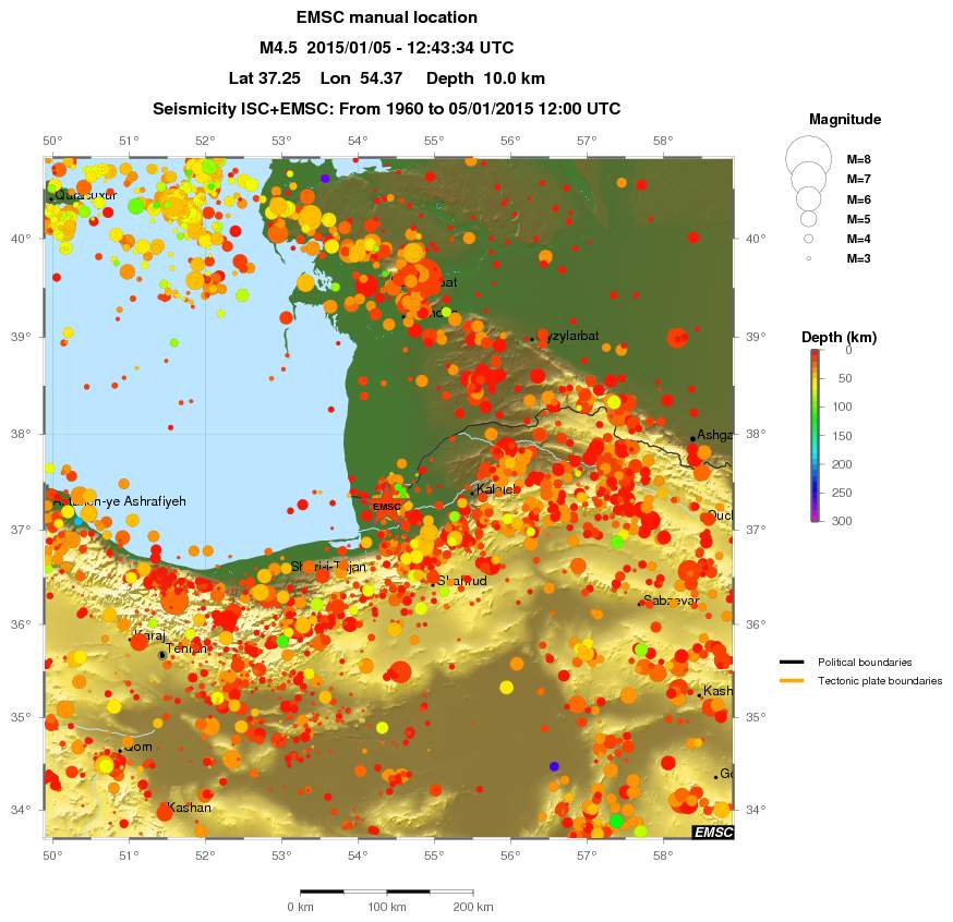 regional depth historical seismicity