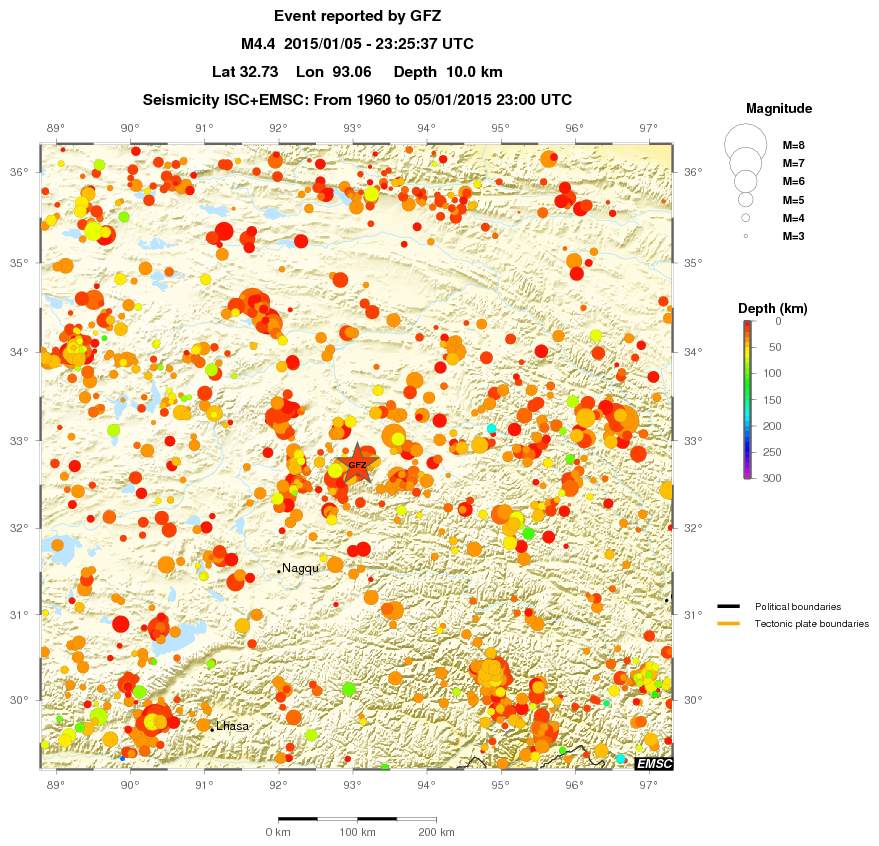 regional depth historical seismicity