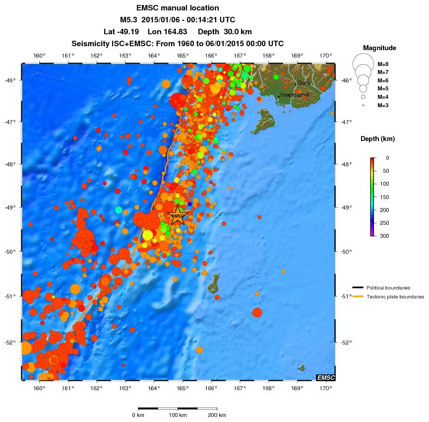 regional depth historical seismicity