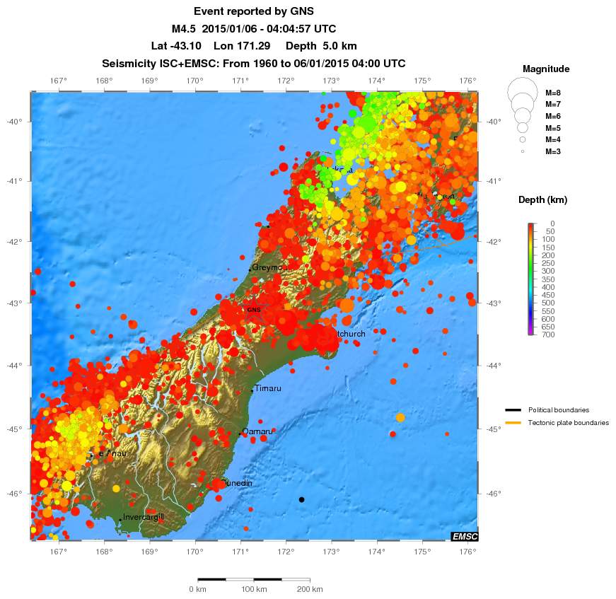 regional depth historical seismicity