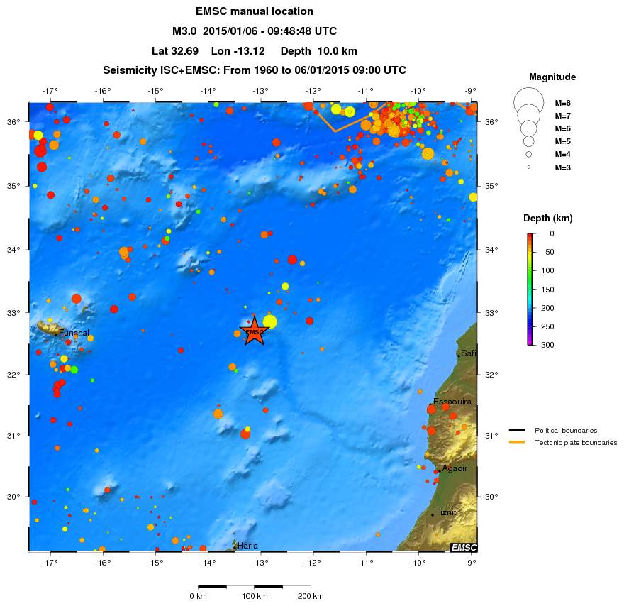 regional depth historical seismicity