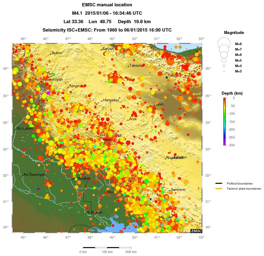 regional depth historical seismicity