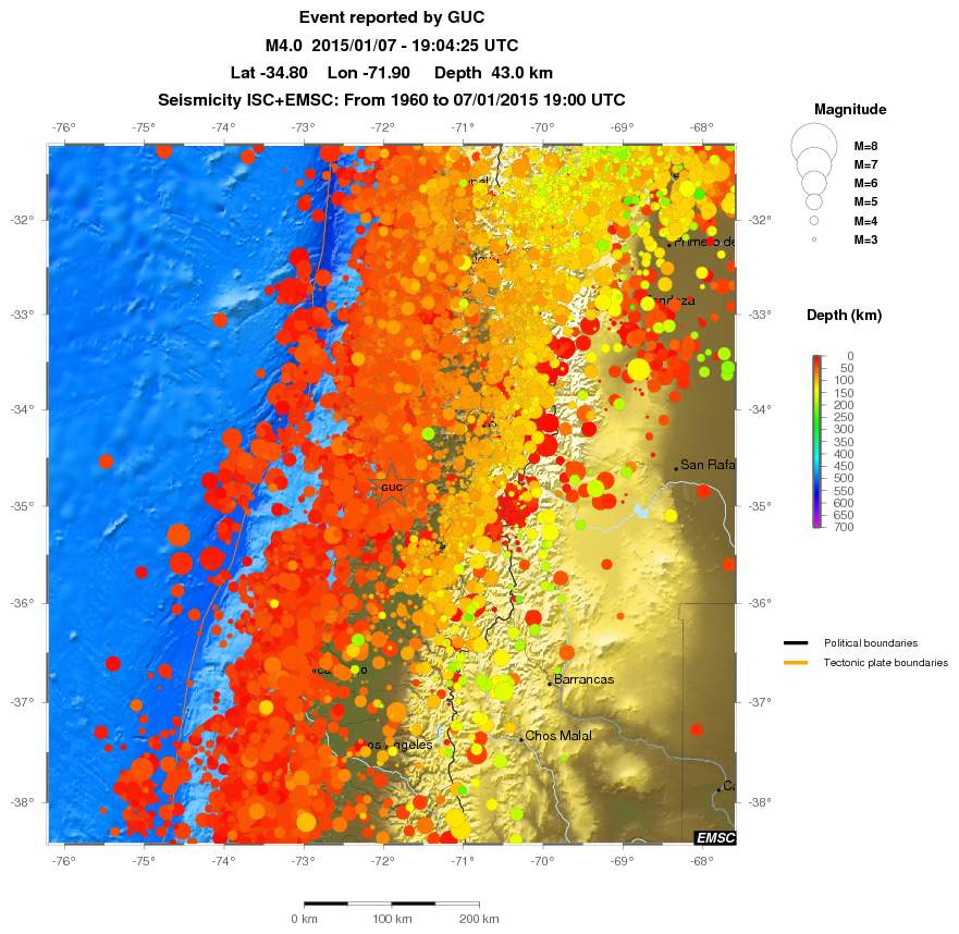 regional depth historical seismicity