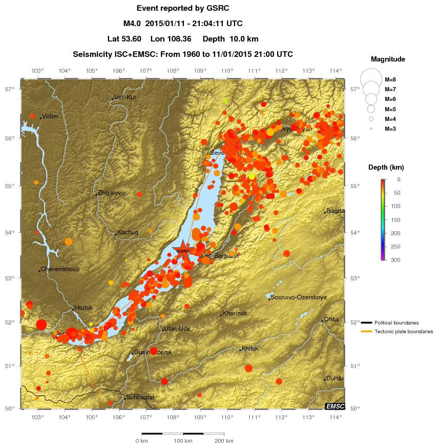 regional depth historical seismicity