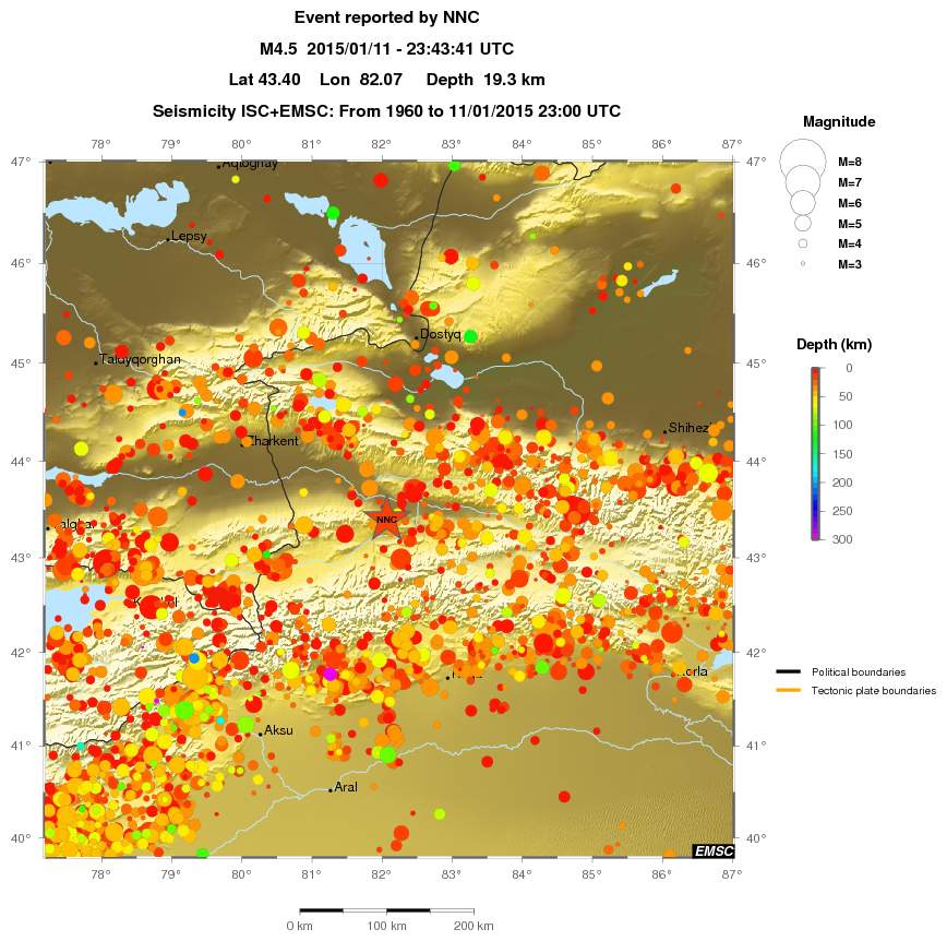 regional depth historical seismicity