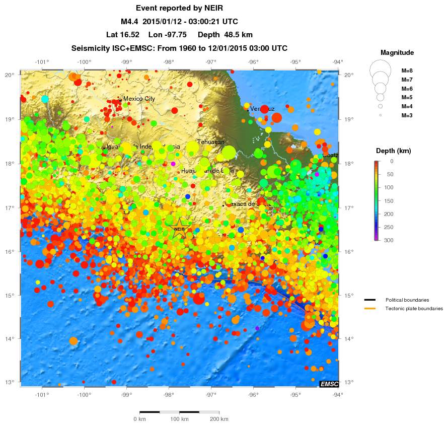 regional depth historical seismicity
