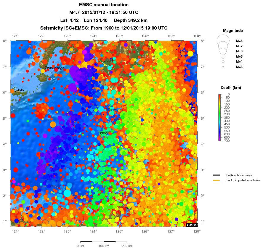 regional depth historical seismicity