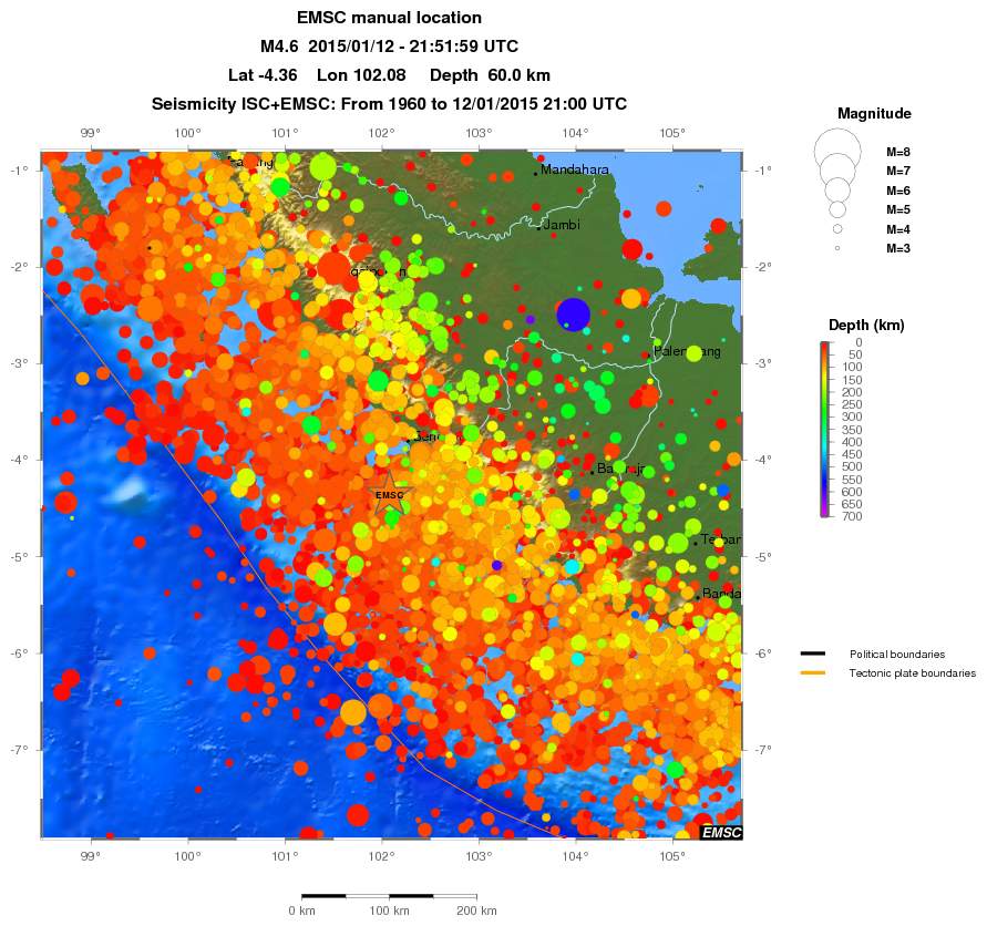 regional depth historical seismicity