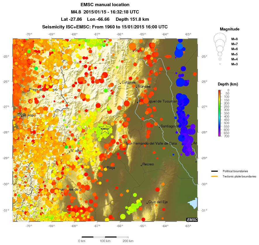 regional depth historical seismicity