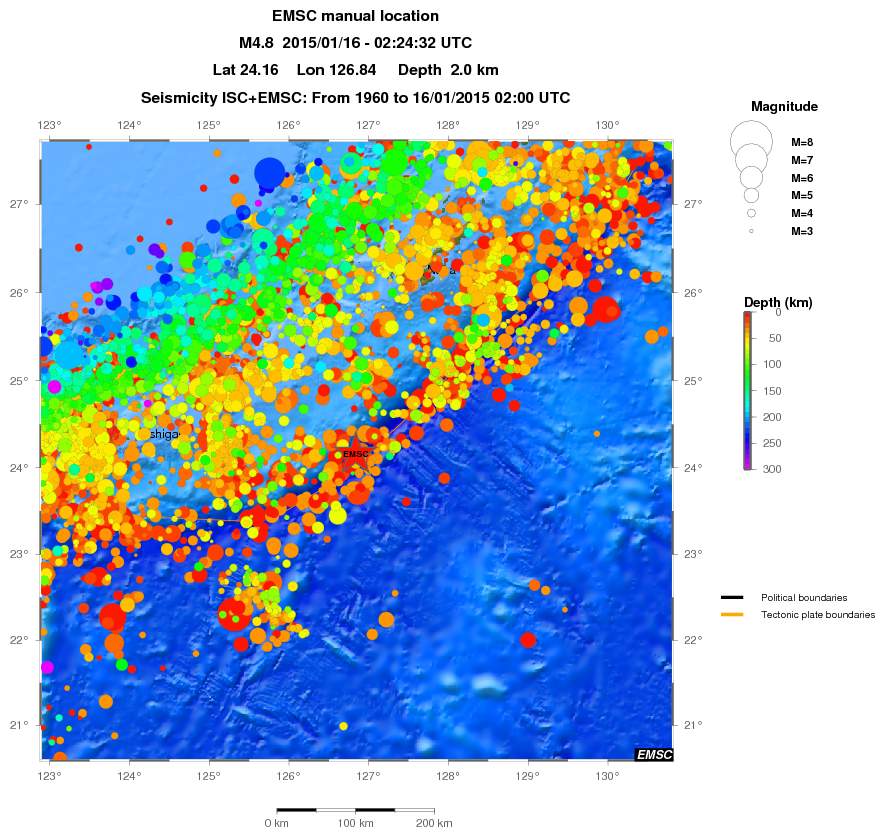 regional depth historical seismicity