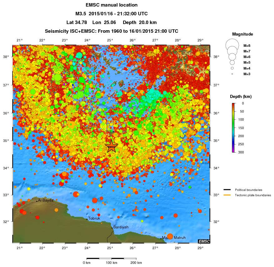 regional depth historical seismicity