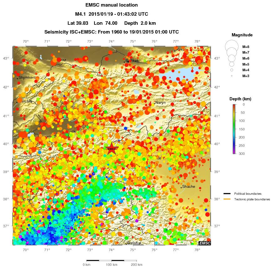 regional depth historical seismicity