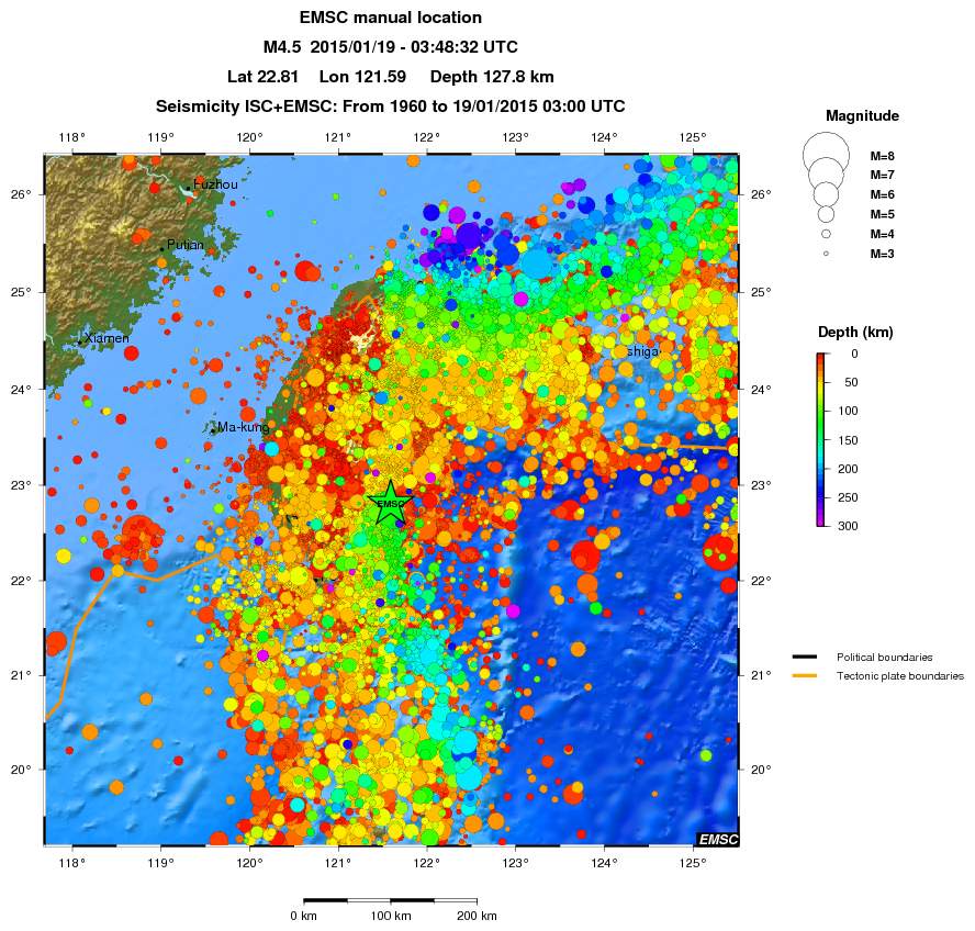 regional depth historical seismicity