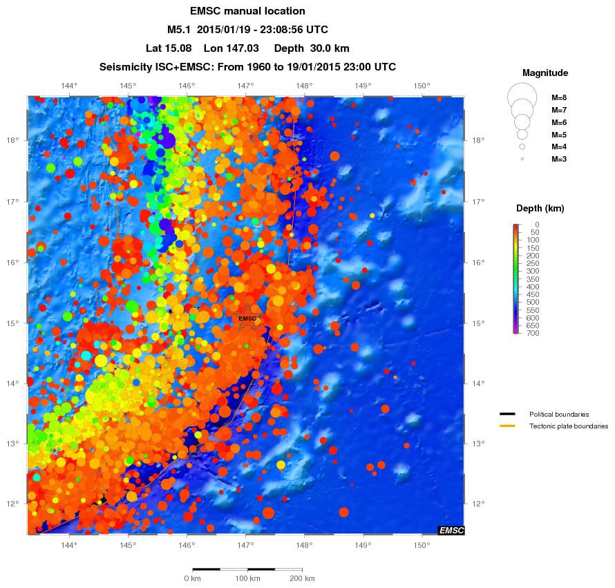regional depth historical seismicity