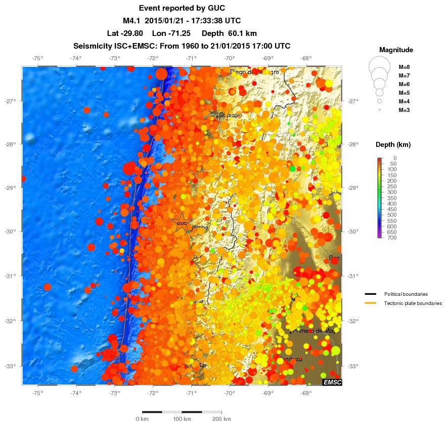 regional depth historical seismicity