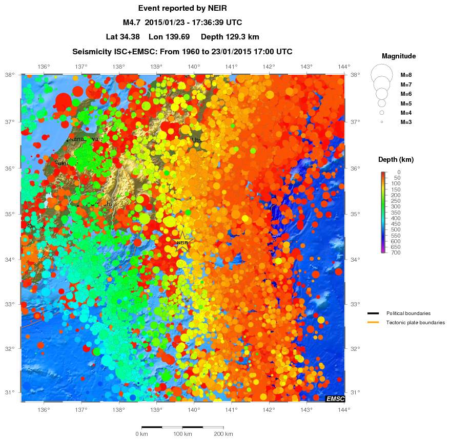 regional depth historical seismicity