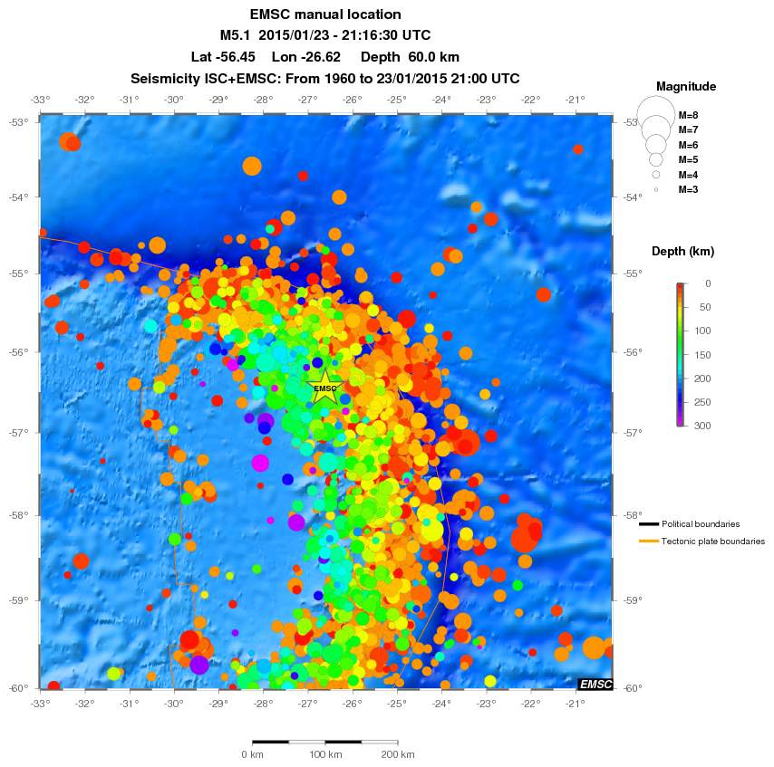 regional depth historical seismicity