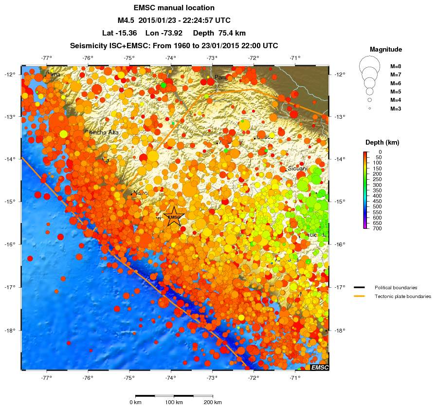regional depth historical seismicity