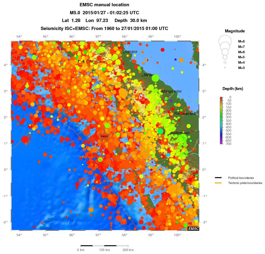 regional depth historical seismicity