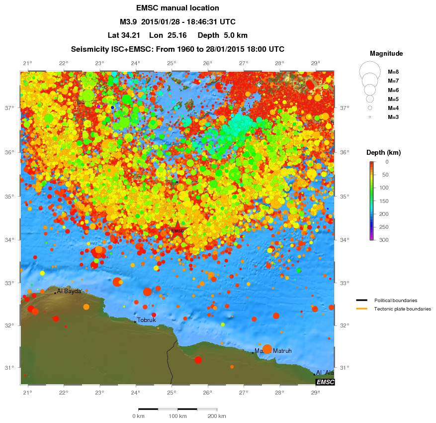 regional depth historical seismicity