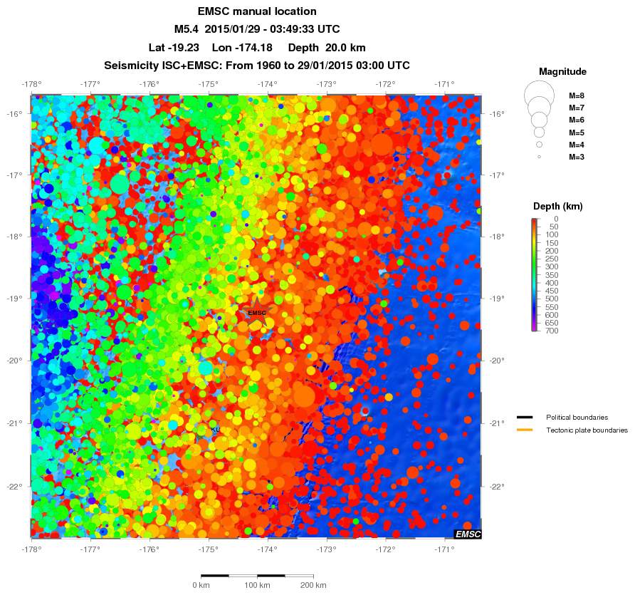 regional depth historical seismicity