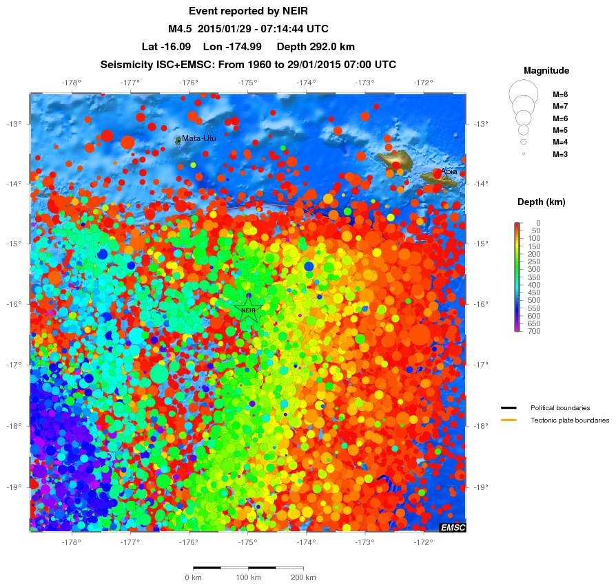 regional depth historical seismicity
