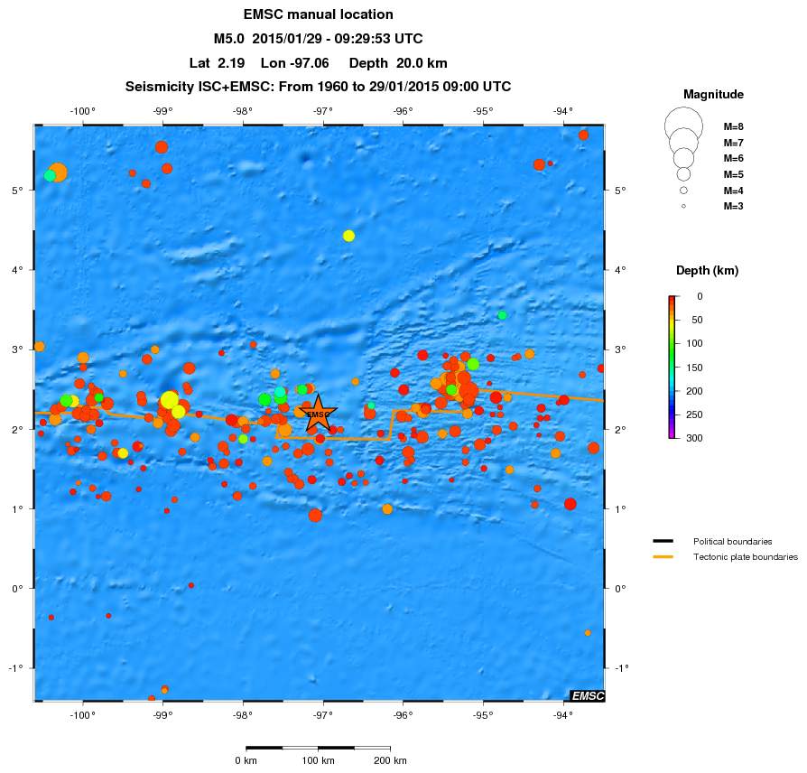 regional depth historical seismicity