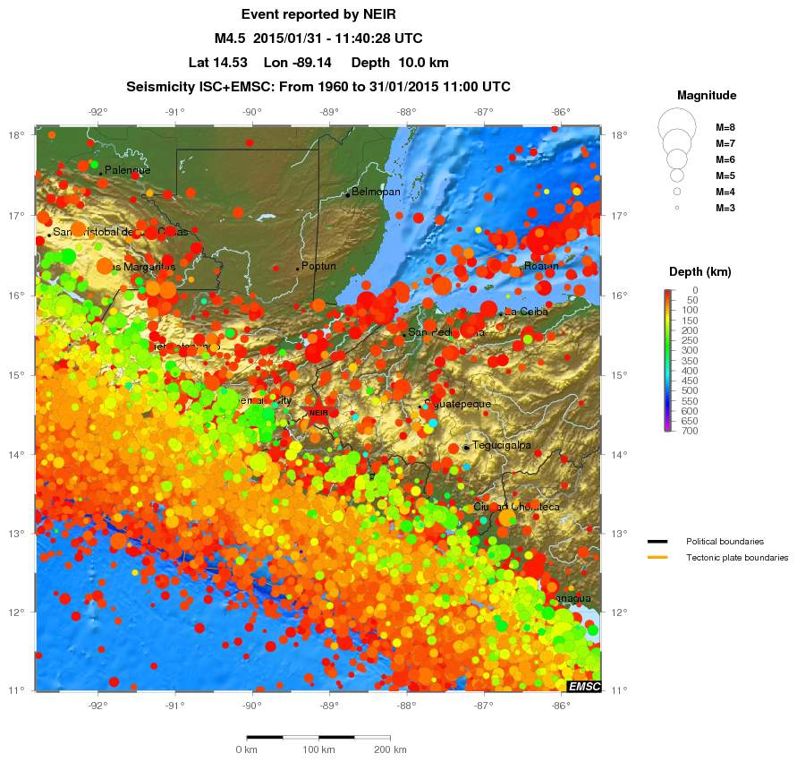 regional depth historical seismicity