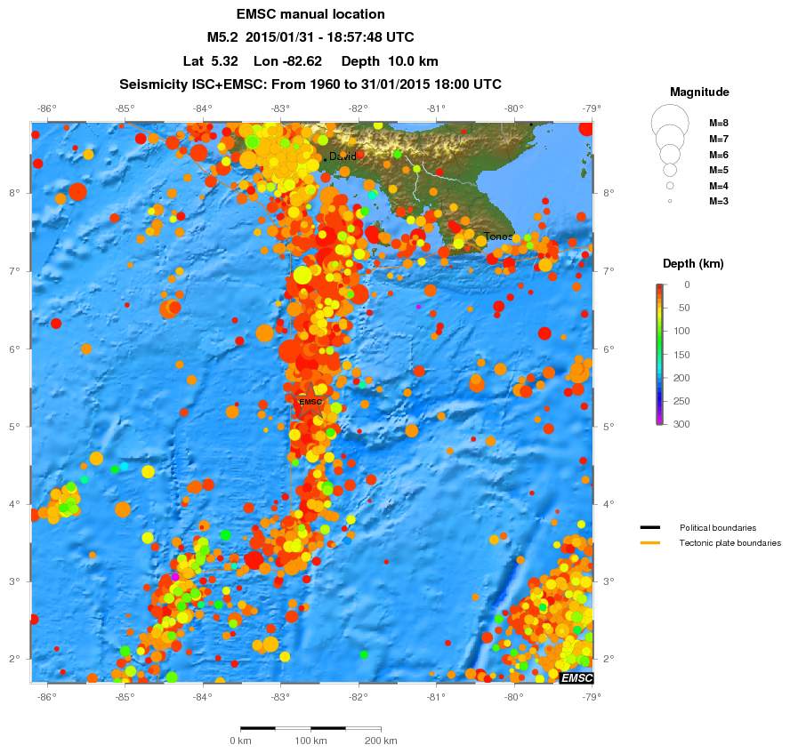 regional depth historical seismicity