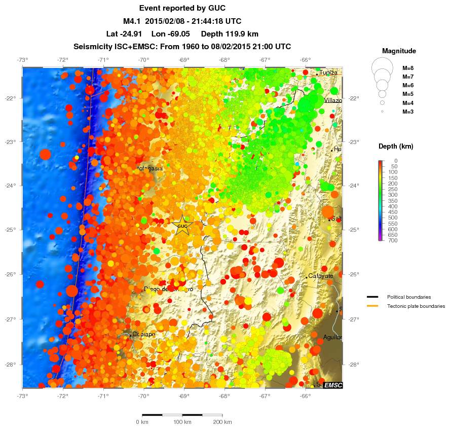 regional depth historical seismicity