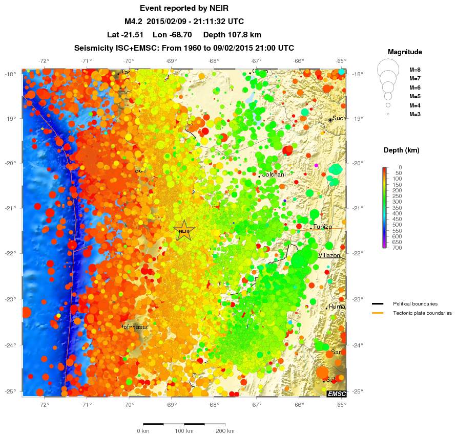 regional depth historical seismicity