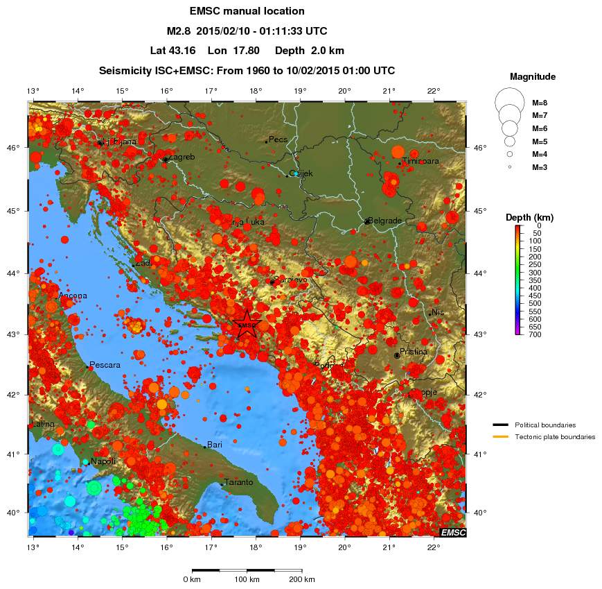 regional depth historical seismicity