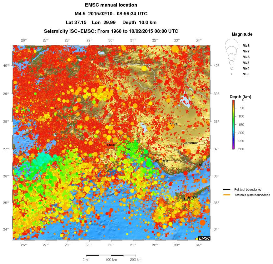 regional depth historical seismicity