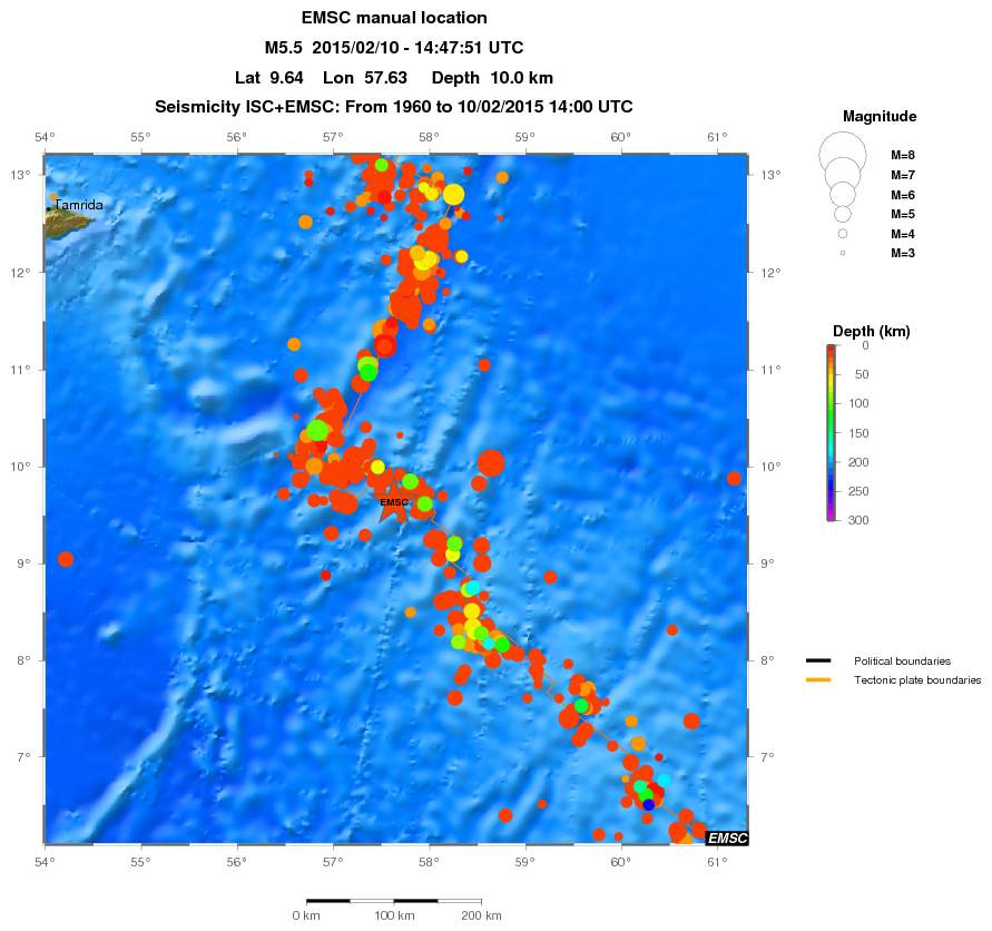 regional depth historical seismicity