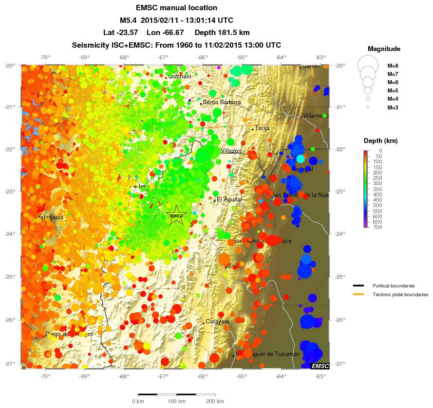 regional depth historical seismicity