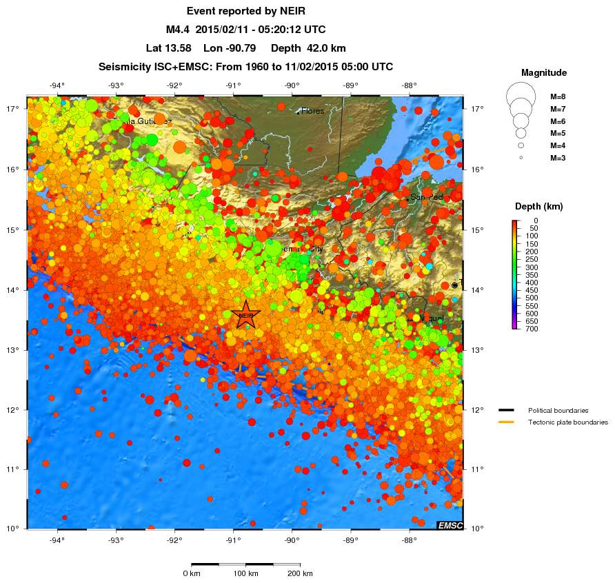 regional depth historical seismicity