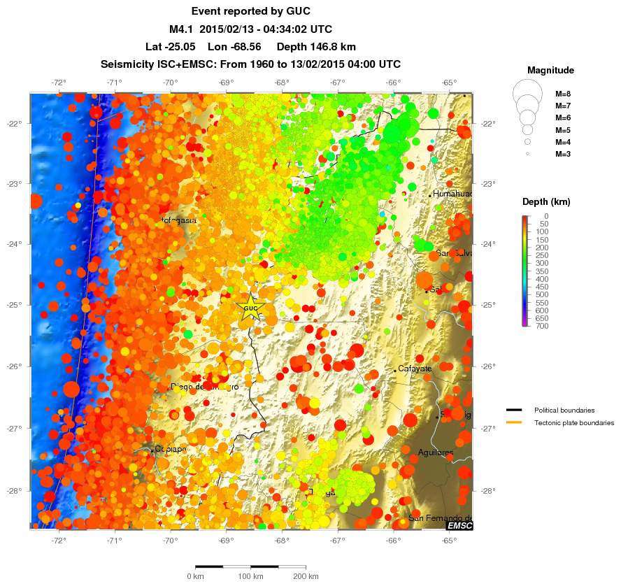 regional depth historical seismicity